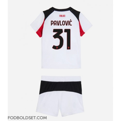 AC Milan Strahinja Pavlovic #31 Udebane Trøje Børn 2025-26 Kortærmet (+ Korte bukser)